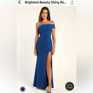 Brightest Beauty Shiny Royal Blue One-Shoulder Maxi Dress